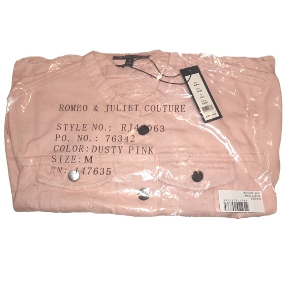 $195 Romeo Juliet Distressed Ripped Jacket Medium Pink Denim Bell Sleeves Cotton - Picture 11 of 14